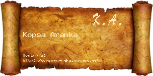 Kopsa Aranka névjegykártya